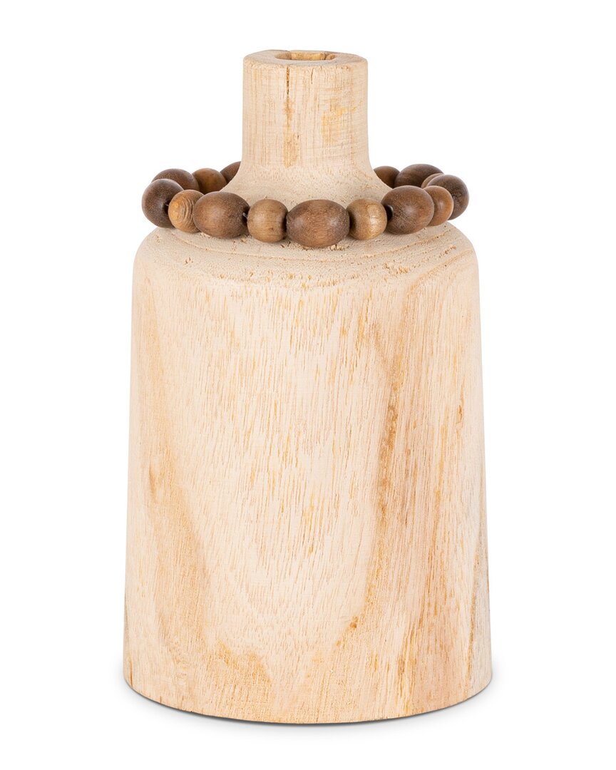 Gerson International 9.45in H Natural Wood Vase With Beaded Neck Accent In Brown