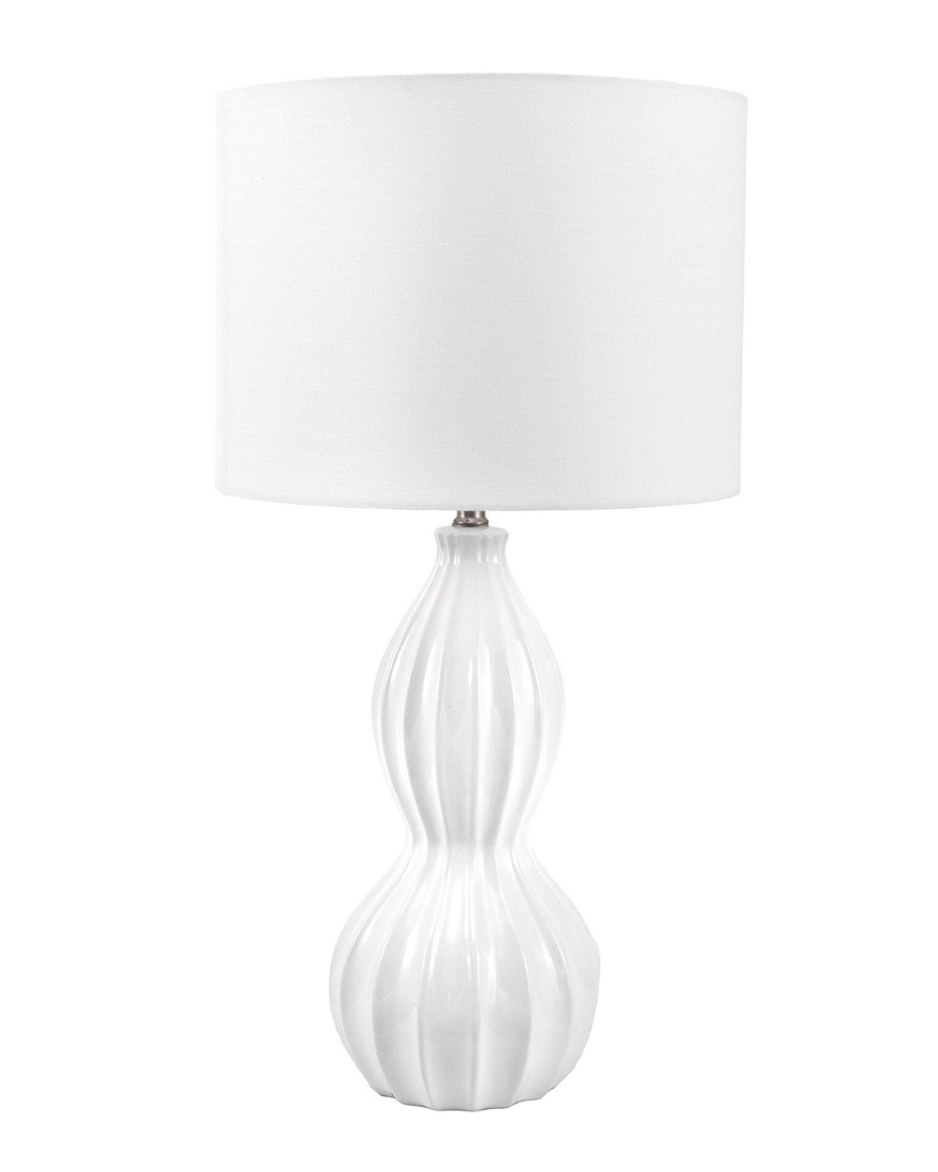 Nuloom 30in Brooke Ceramic Linen Shade Table Lamp In White
