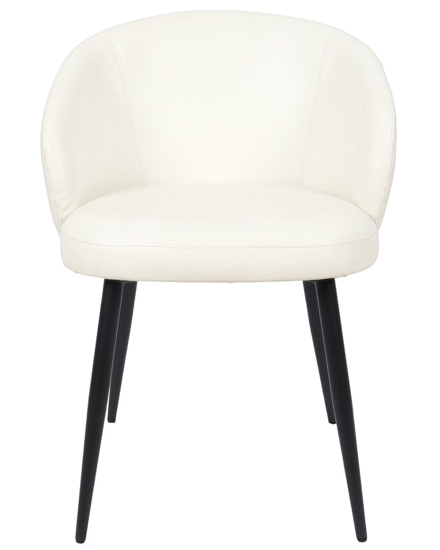 Manhattan Comfort Set Of 2 Looma Metal Vegan Leather Side Chairs In White