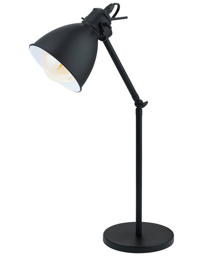 Eglo Priddy 1 Light Desk Lamp With Black Finish & Black & White Metal Shade