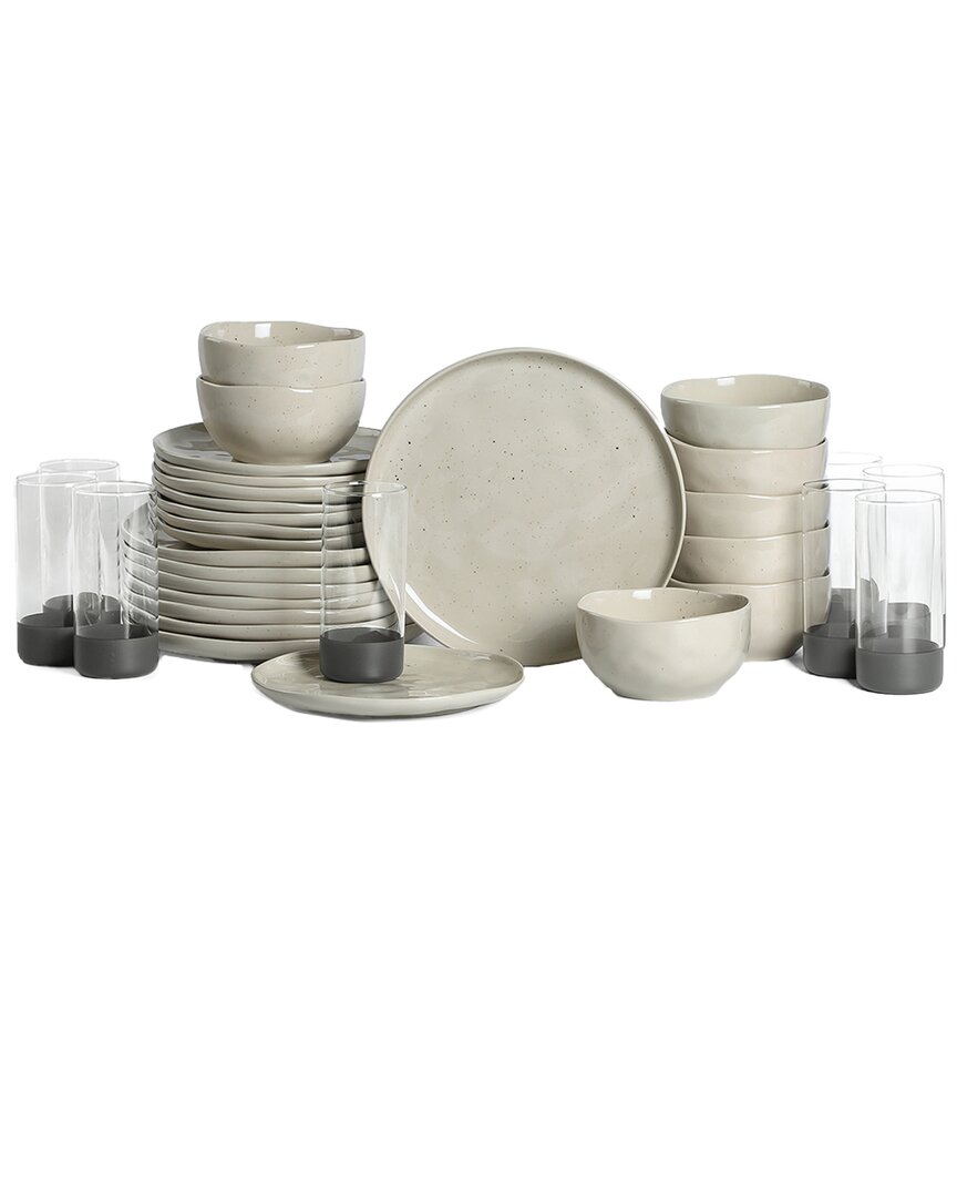 Stone Lain Mirella 32pc Stoneware Dinnerware Set With Borosilicate Glass