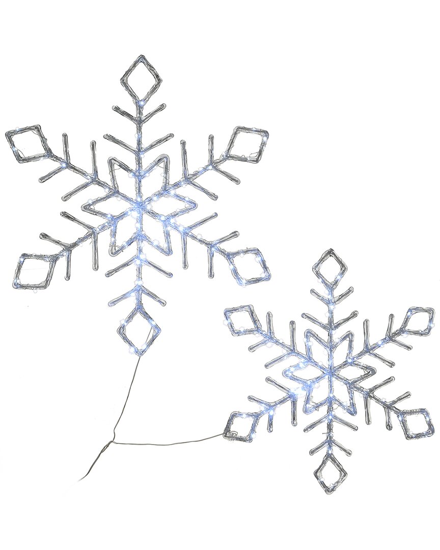 NATIONAL TREE COMPANY DIAMOND TIP ICE CRYSTAL SNOWFLAKE PAIR WITH LED LIGHTS
