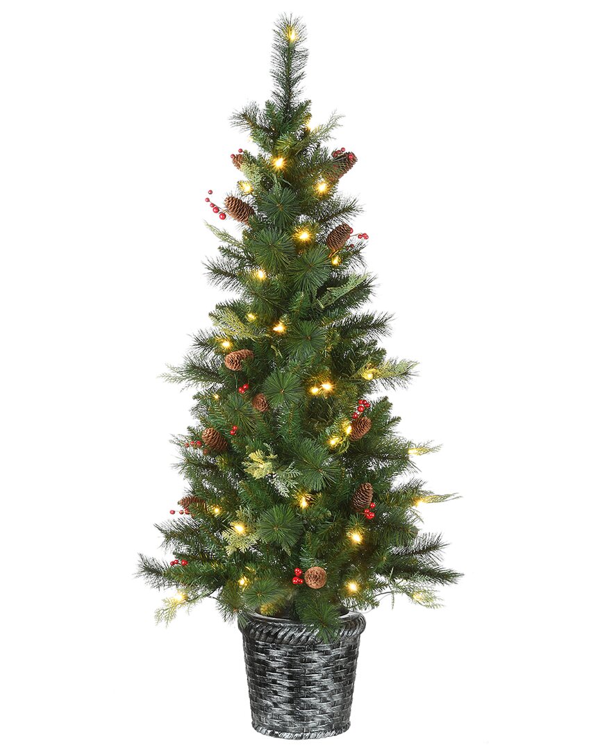 National Tree Company 5ft Buzzard Pine Entrance Tree With Led Lights In Green