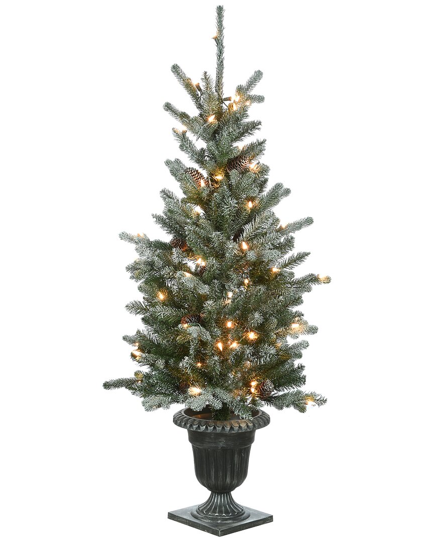 National Tree Company 4ft Snowy Morgan Spruce Entrance Tree With Twinkly Led Lights In Green
