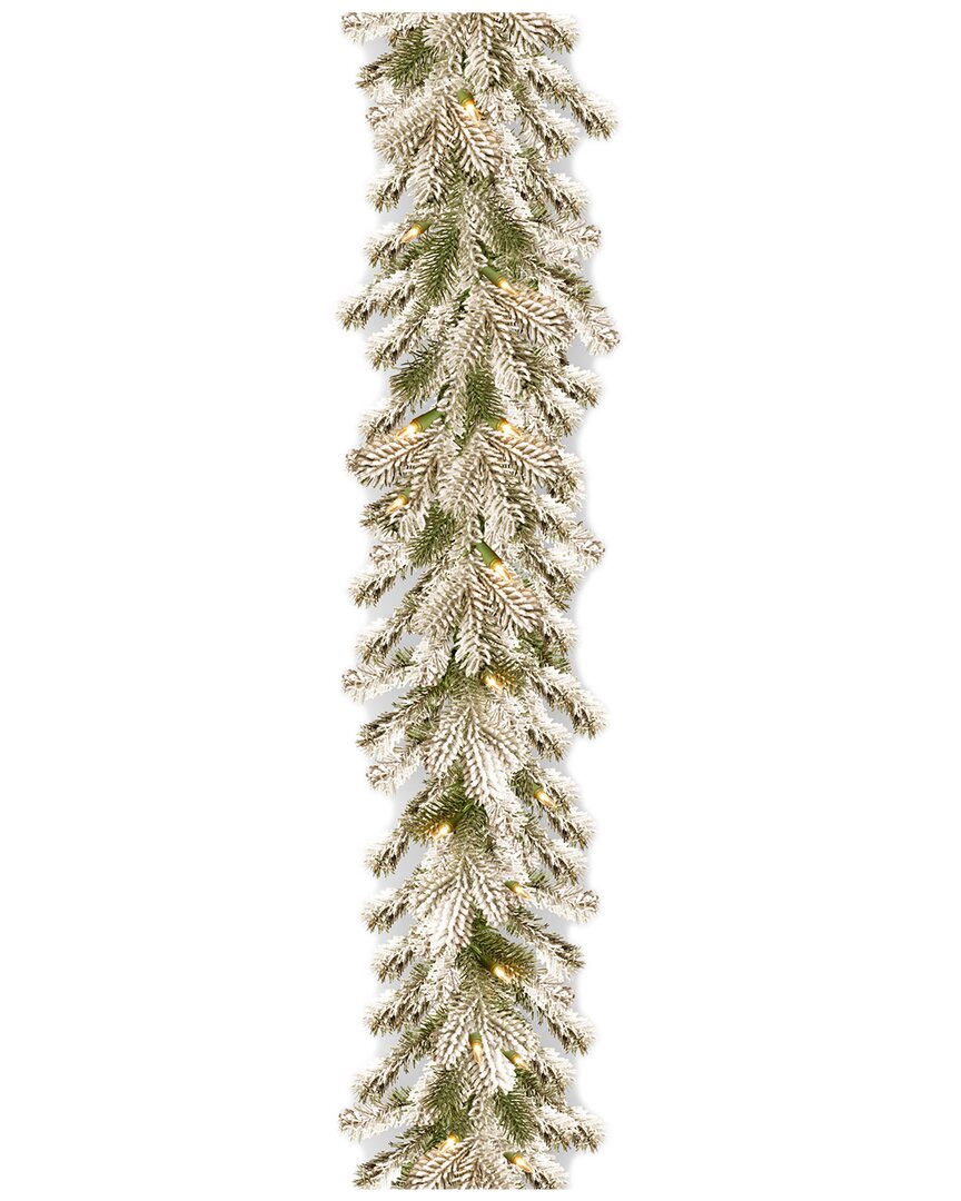 National Tree Company 9ft Snowy Sheffield Spruce Garland With Twinkly Led Lights In Green
