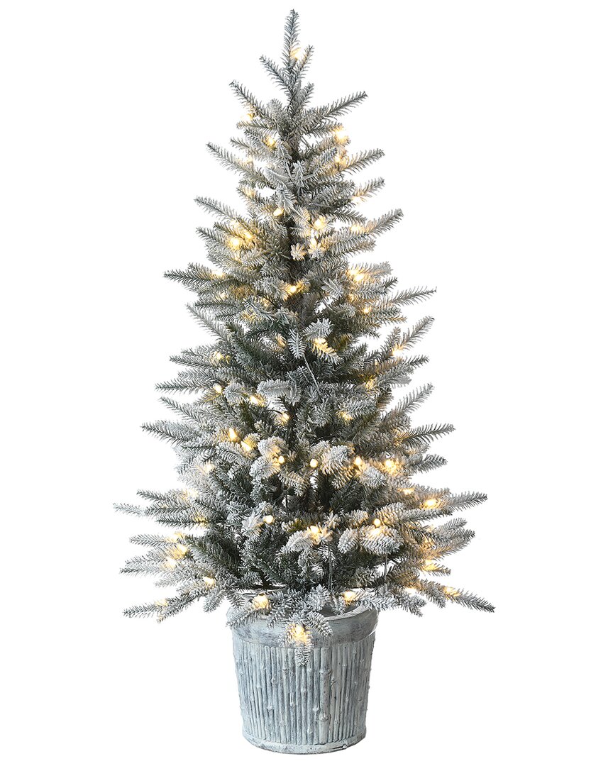 National Tree Company 4.5ft Snowy Alpine Fir Entrance Tree With Led Lights In Green