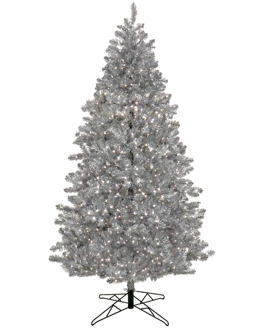 National Tree Company 7.5ft Pre-lit Christmas Matte Metallic Tree In Silver
