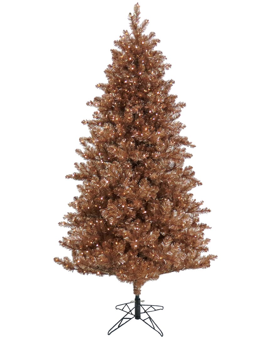 National Tree Company 7.5ft Pre-lit Christmas Rose Metallic Tree In Rose Gold