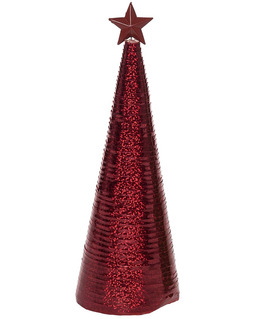 Transpac Foam 10.8in Christmas Ribbon Wrapped Tree Decor In Red