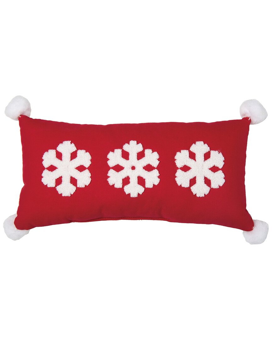 Transpac Polyester 16in Multicolored Christmas Embroidered And Snowflake Lumbar Pillow