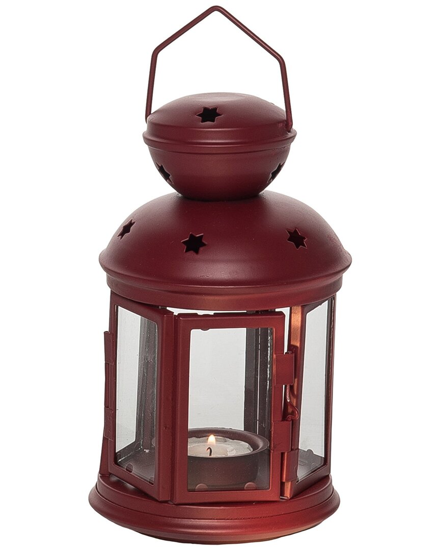 Transpac Metal 7.48in Christmas Rustic And Festive Lantern In Red