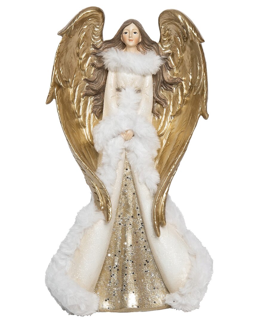 Transpac Resin 12.25in Multicolored Christmas Gilded Angel Figurine
