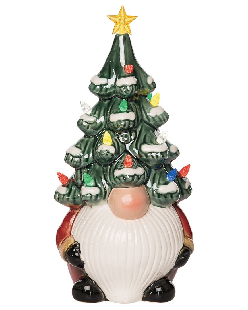 Transpac Ceramic 13in Multicolored Christmas Light Up Gnome Tree