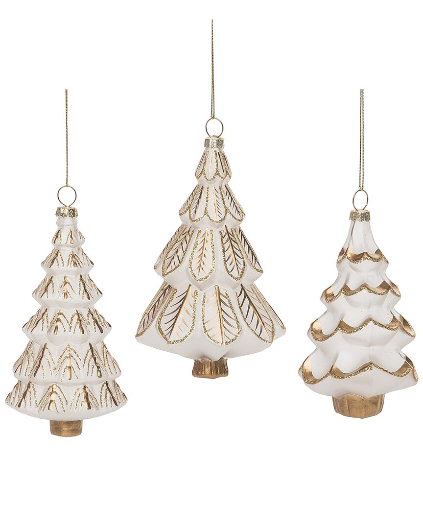 Transpac Glass 5.875in Christmas Accent Tree Ornament Set Of 3 In Gold