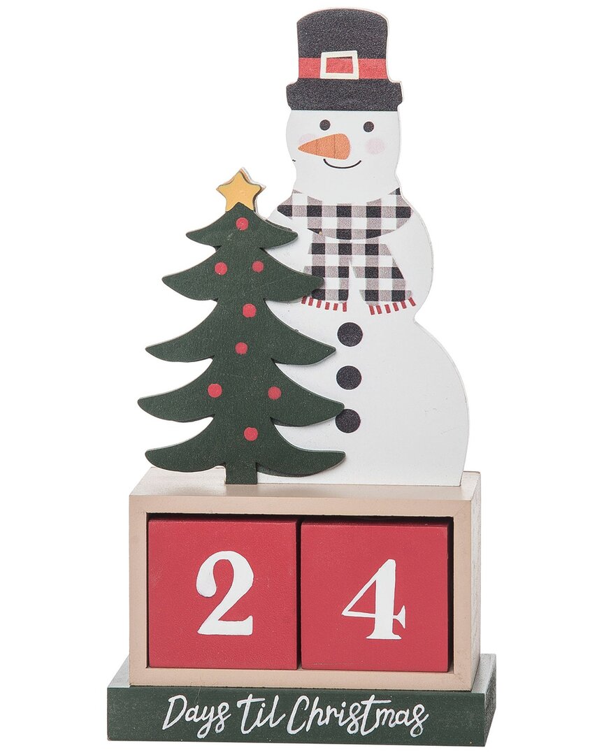 Transpac Wood 9.76in Multicolored Christmas Snowman Block Countdown Set Of 3