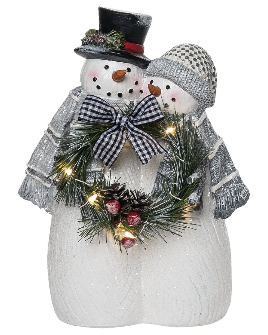Transpac Resin 9in Multicolored Christmas Light Up Snow Couple