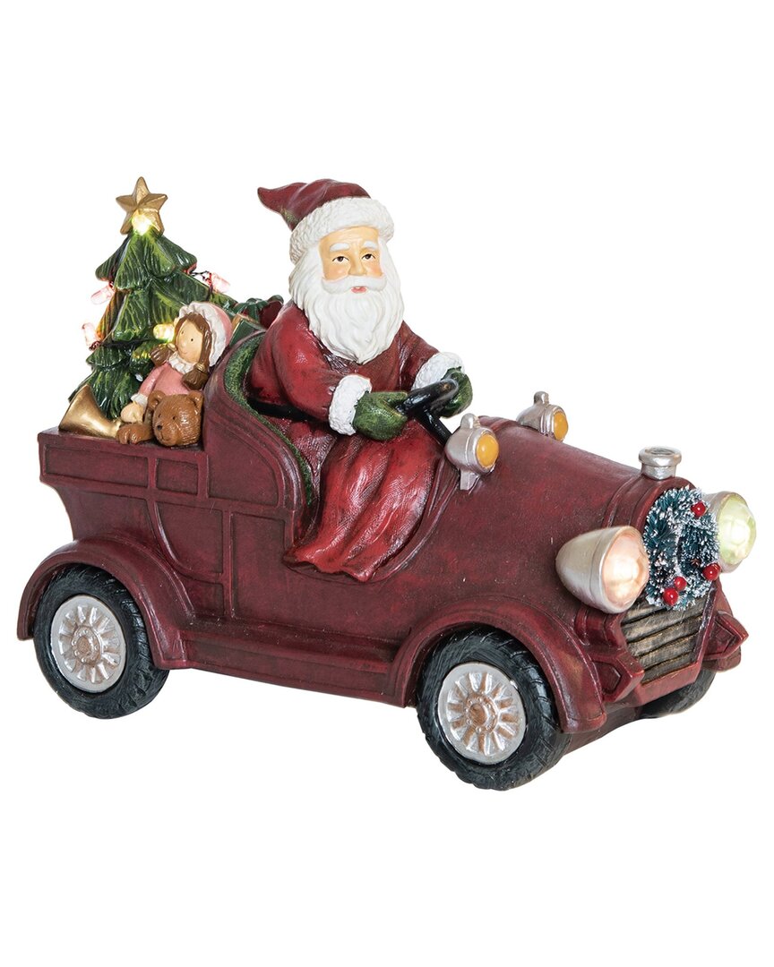 Transpac Resin 10.55in Multicolored Christmas Light Up Musical Santa Wagon