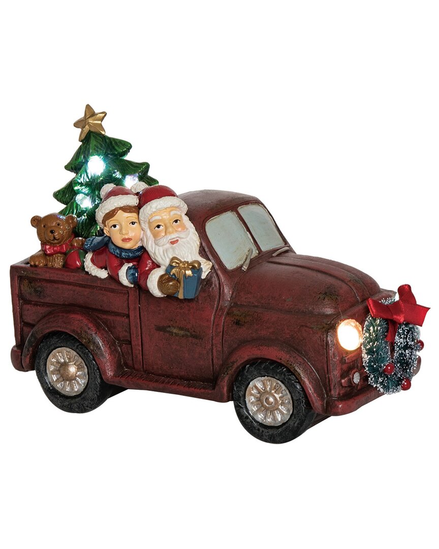 Transpac Resin 7.48in Multicolored Christmas Light Up Musical Santa Wagon