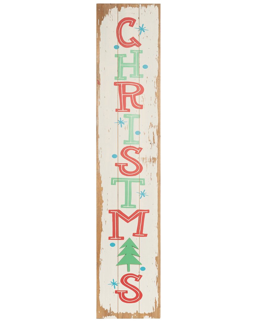 Transpac Wood 47.24in Multicolored Christmas Welcome Porch Decor