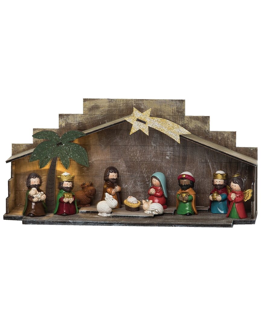 Transpac Resin 10.25in Multicolored Christmas Light Up Bright Children Nativity Figurines Set Of 12