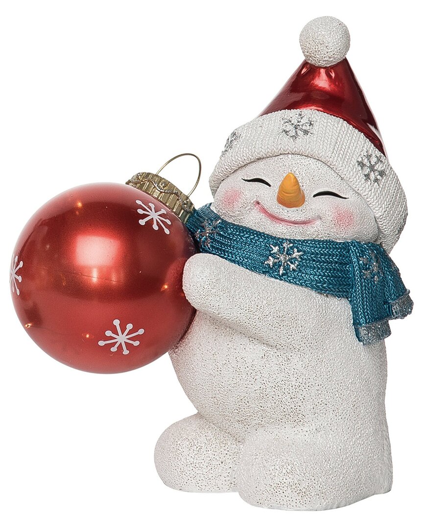 Transpac Resin 10in Multicolored Christmas Light Up Snowman With Santa Hat Holding Ornament