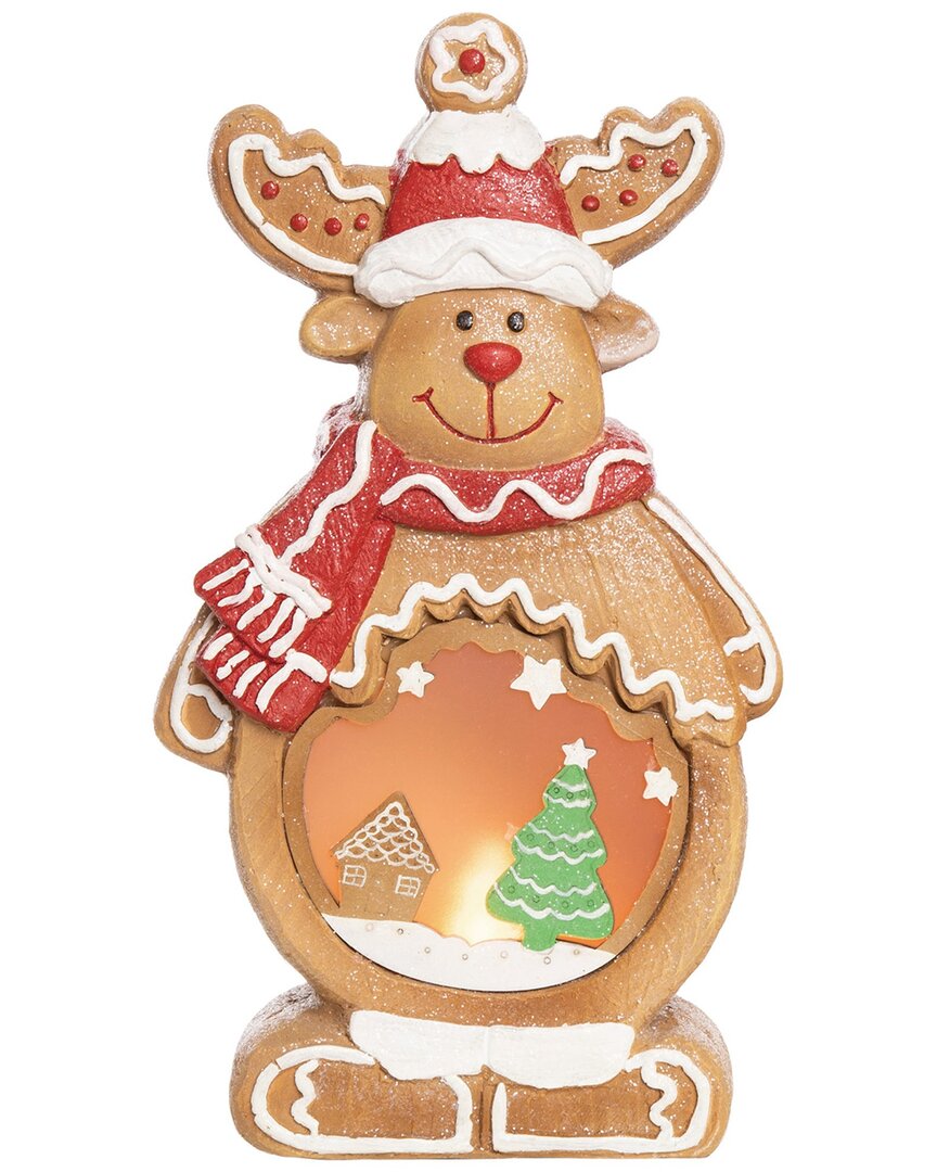 Transpac Resin 16.5in Multicolored Christmas Light Up Gingerbread Santa/reindeer