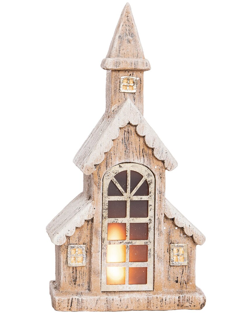 Transpac Resin 19.5in Multicolored Christmas Light Up Snowy Steeple