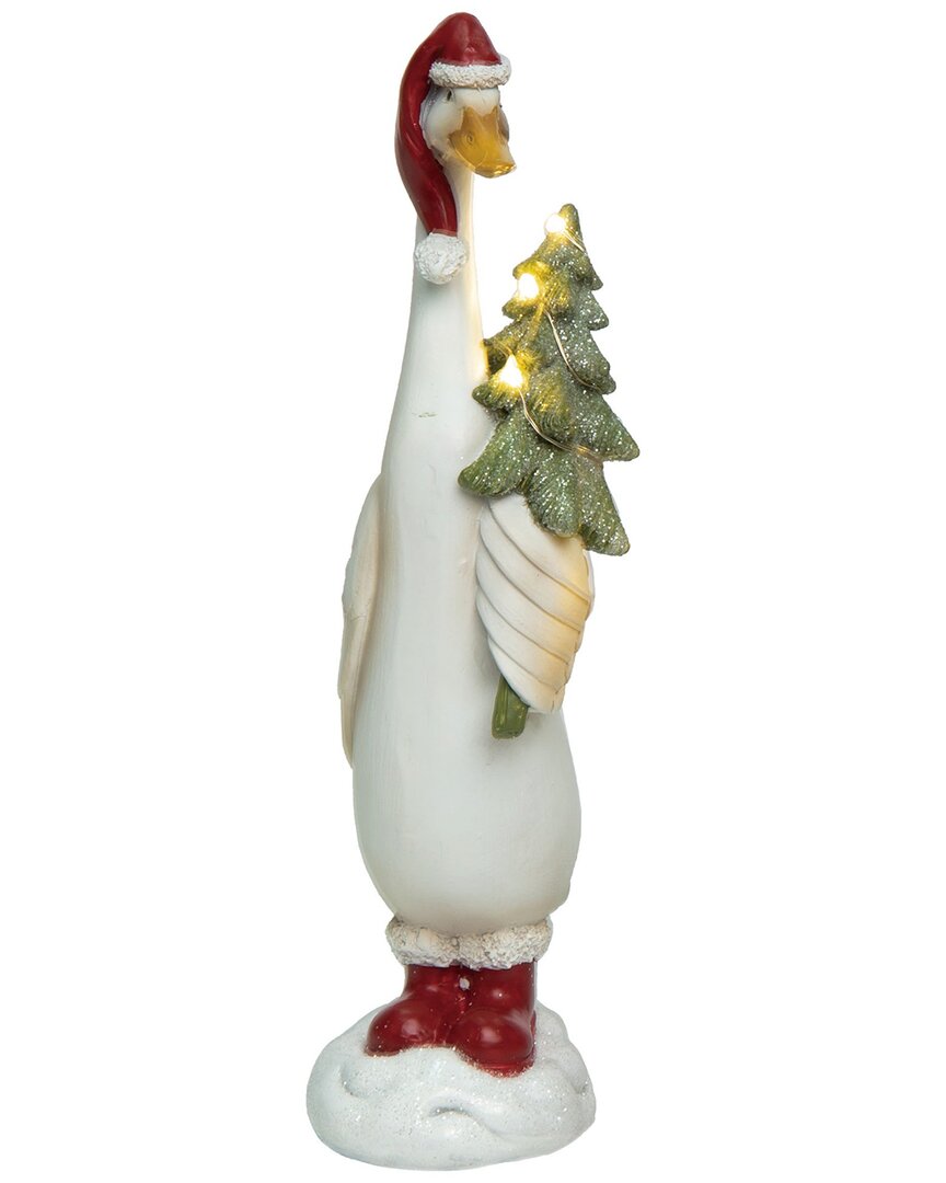 Transpac Resin 10.25in Multicolored Christmas Light Up Duck Figurine