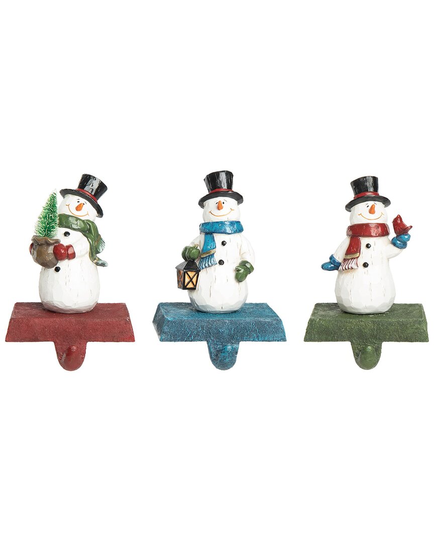 Transpac Resin 6in Multicolored Christmas Jolly Snowman Set Of 3