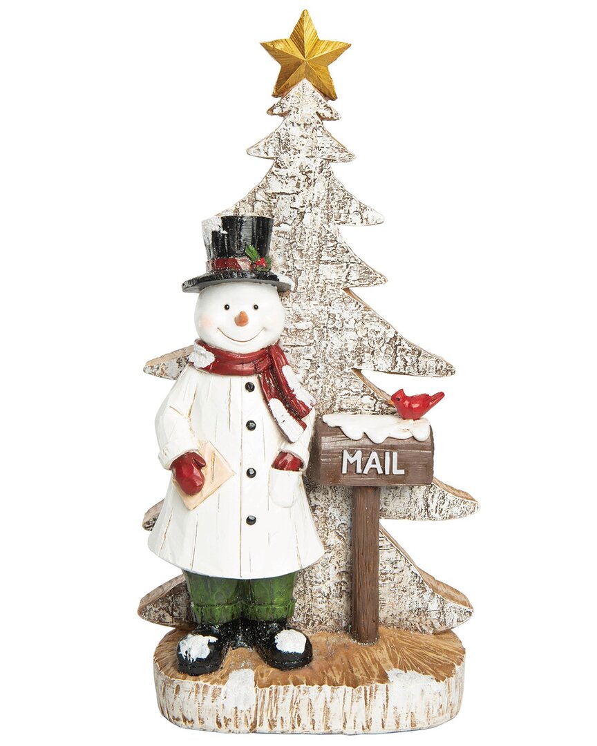 Transpac Resin 13.25in Multicolored Christmas Snowman Mailbox Decor