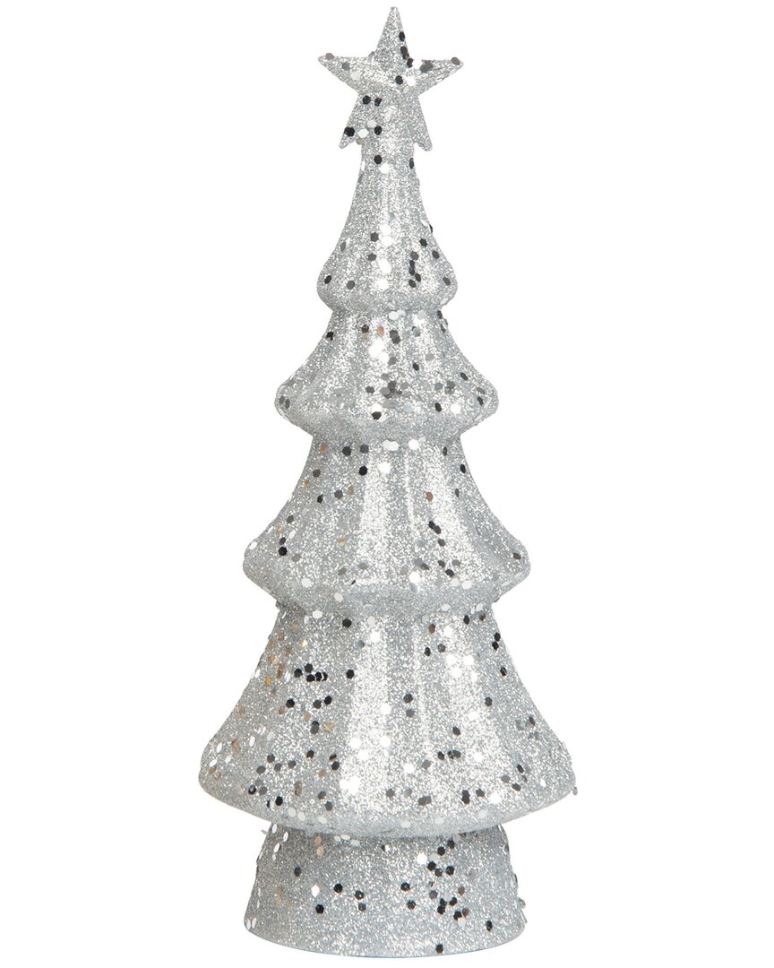 Transpac Artificial 12in Christmas Light Up Glamorous Tree In Silver
