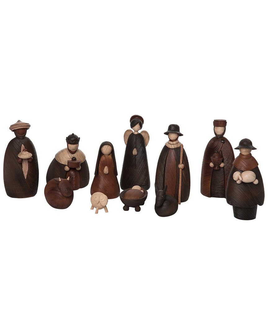 Transpac Resin 4.75in Multicolored Christmas Whittled Nativity Set Of 11