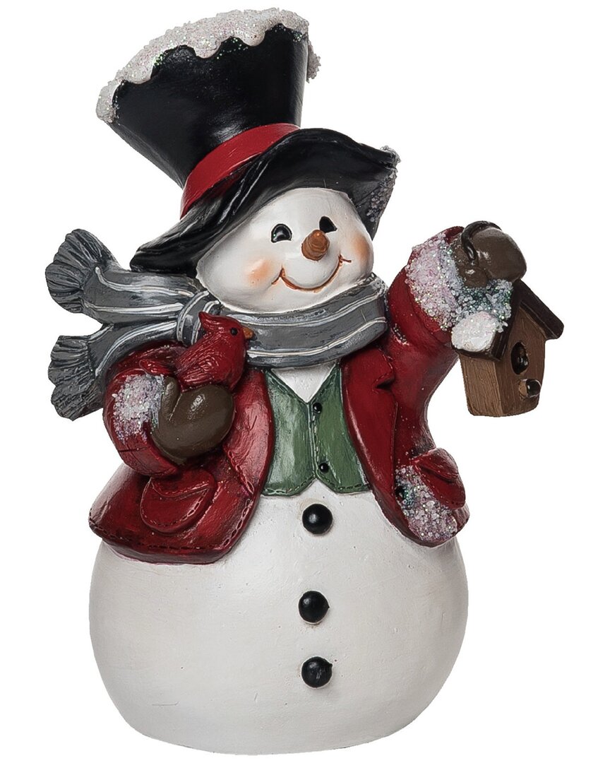 Transpac Resin 8in Multicolored Christmas Primitive Snowman Figurine