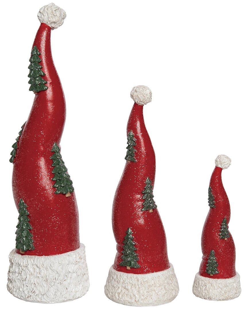 Transpac Resin 12in Christmas Santa Hat Decors Set Of 3 In Red