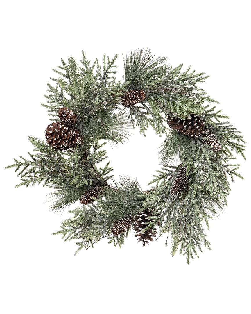 Transpac Artificial 24in Christmas Pine Woodland Wreath In Green