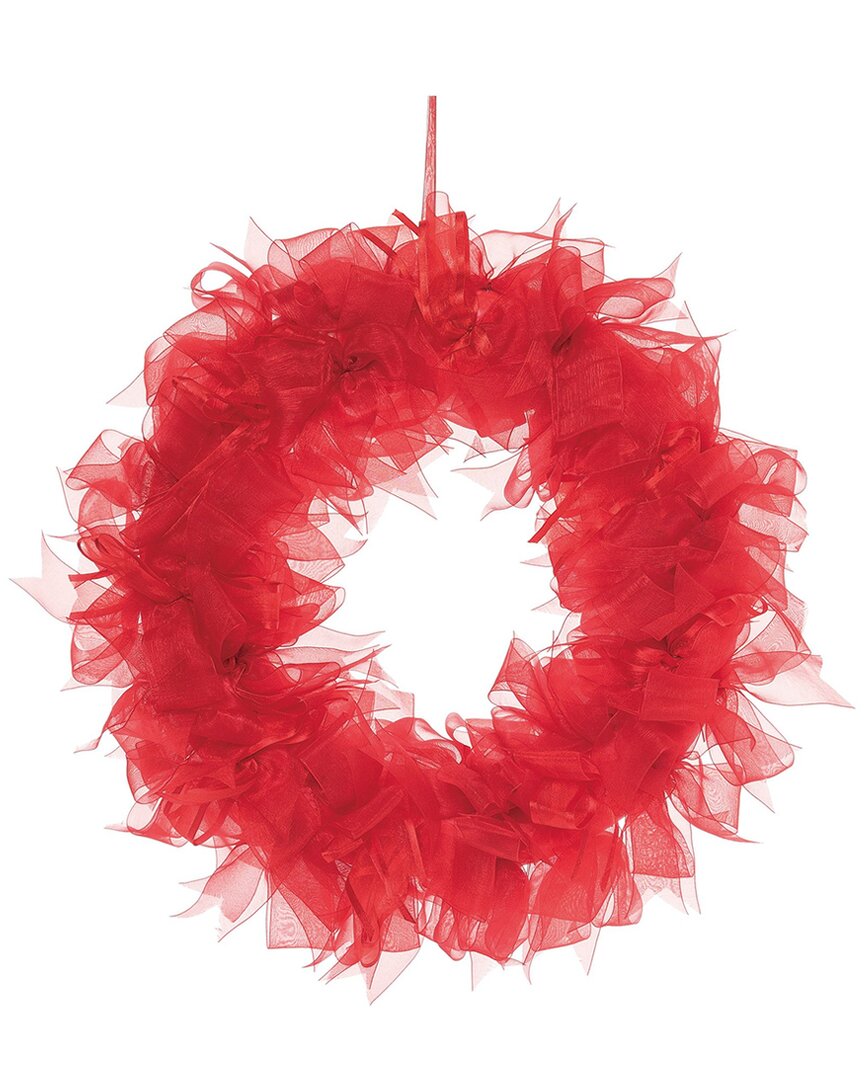 Transpac Foam 18.5in Christmas Bright Ribbon Wreath In Red