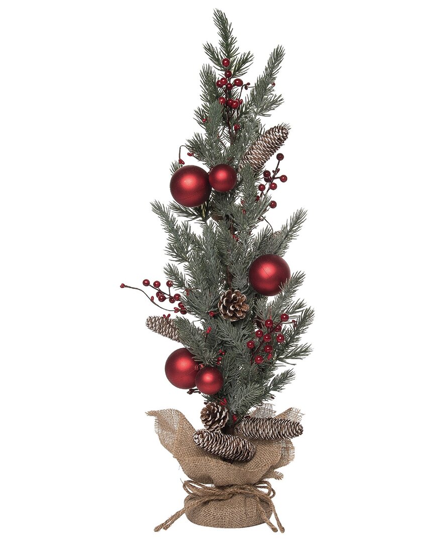 Transpac Metal 28in Christmas Ornament And Acorn Tree In Green