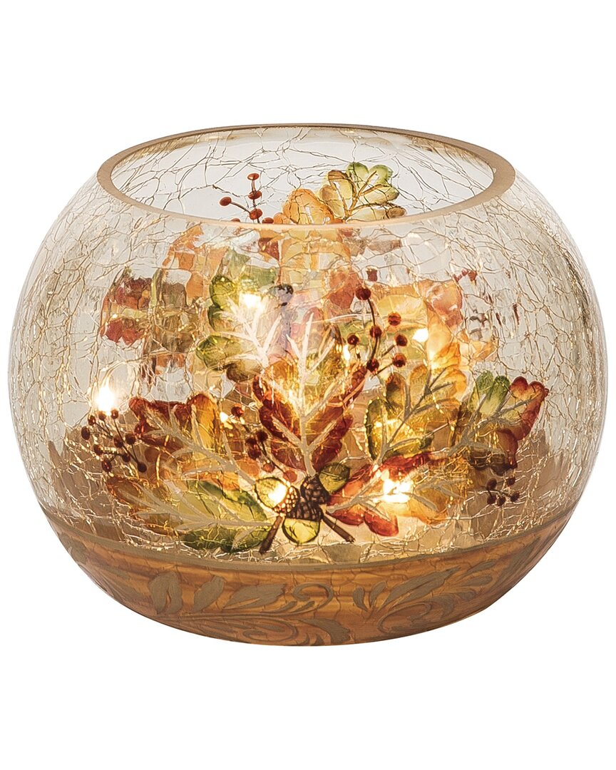 Transpac Glass 5.91in Multicolored Harvest Light Up Autumn Round Vase In Clear