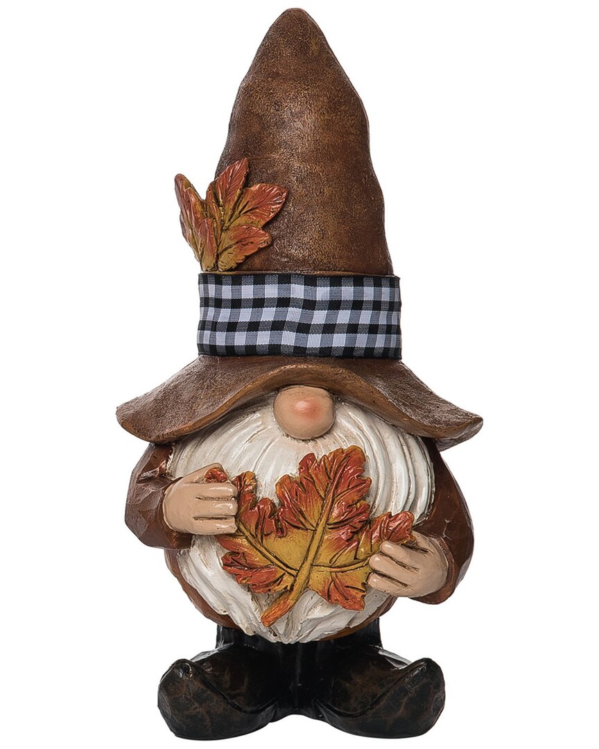 Transpac Resin 9in Multicolored Harvest Farmer Gnome Figurine In Brown