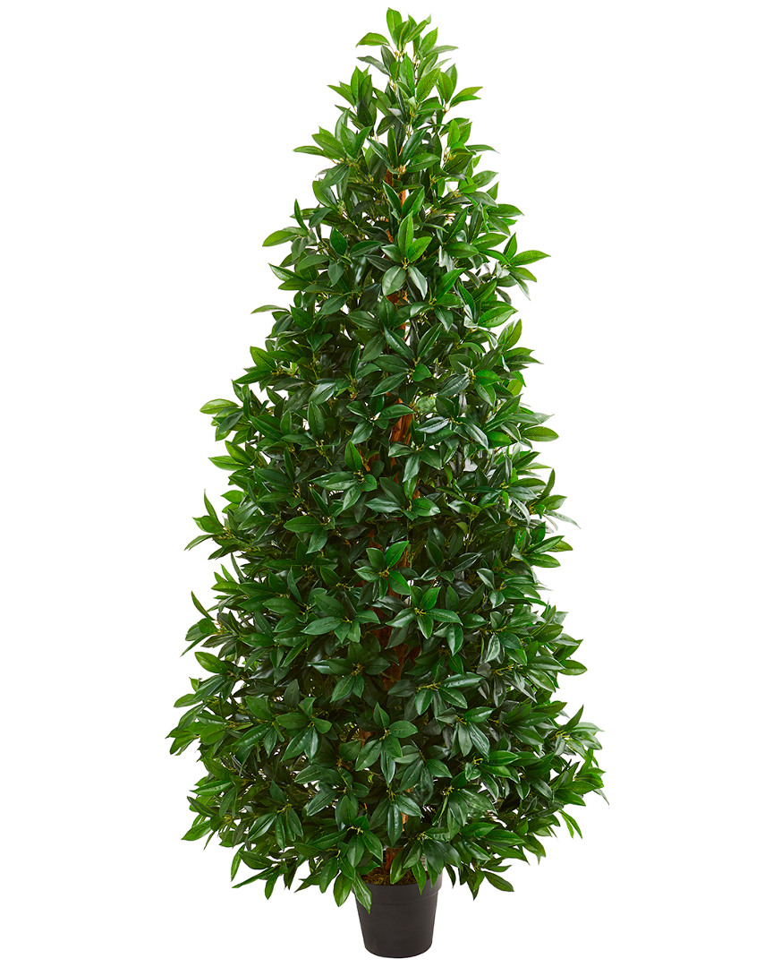 Nearly Natural 5ft Bay Leaf Cone Topiary Artificial Tree Uv Resistant