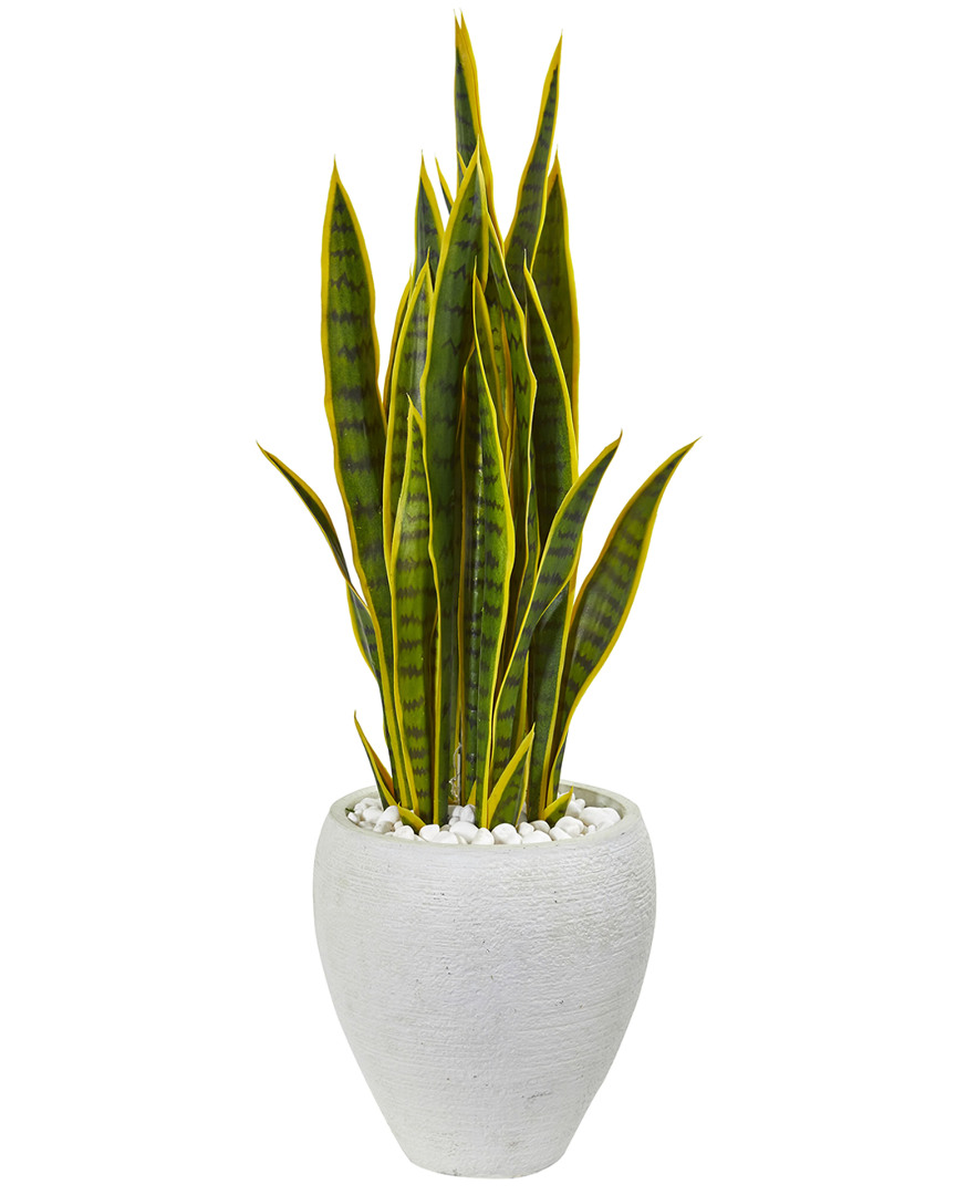 Nearly Natural 33in Sansevieria Artificial Plant In White Planter