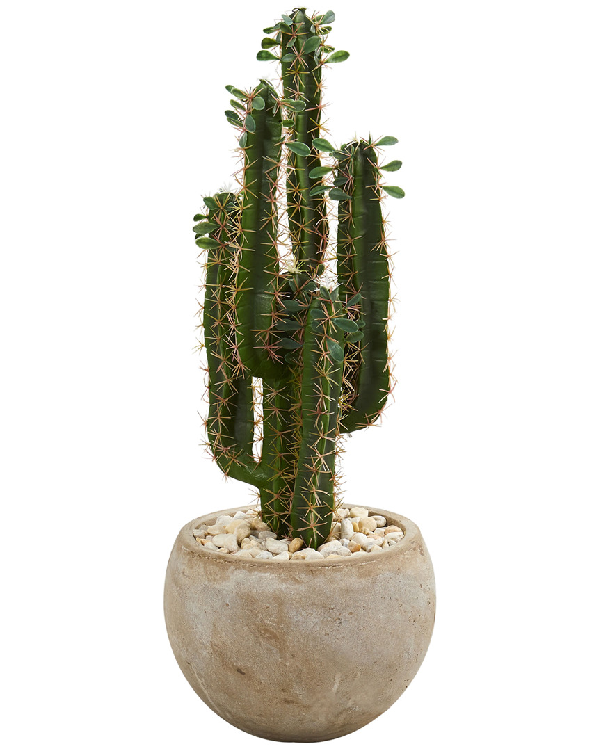 Nearly Natural 2.5ft Cactus Artificial Plant In Bowl Planter
