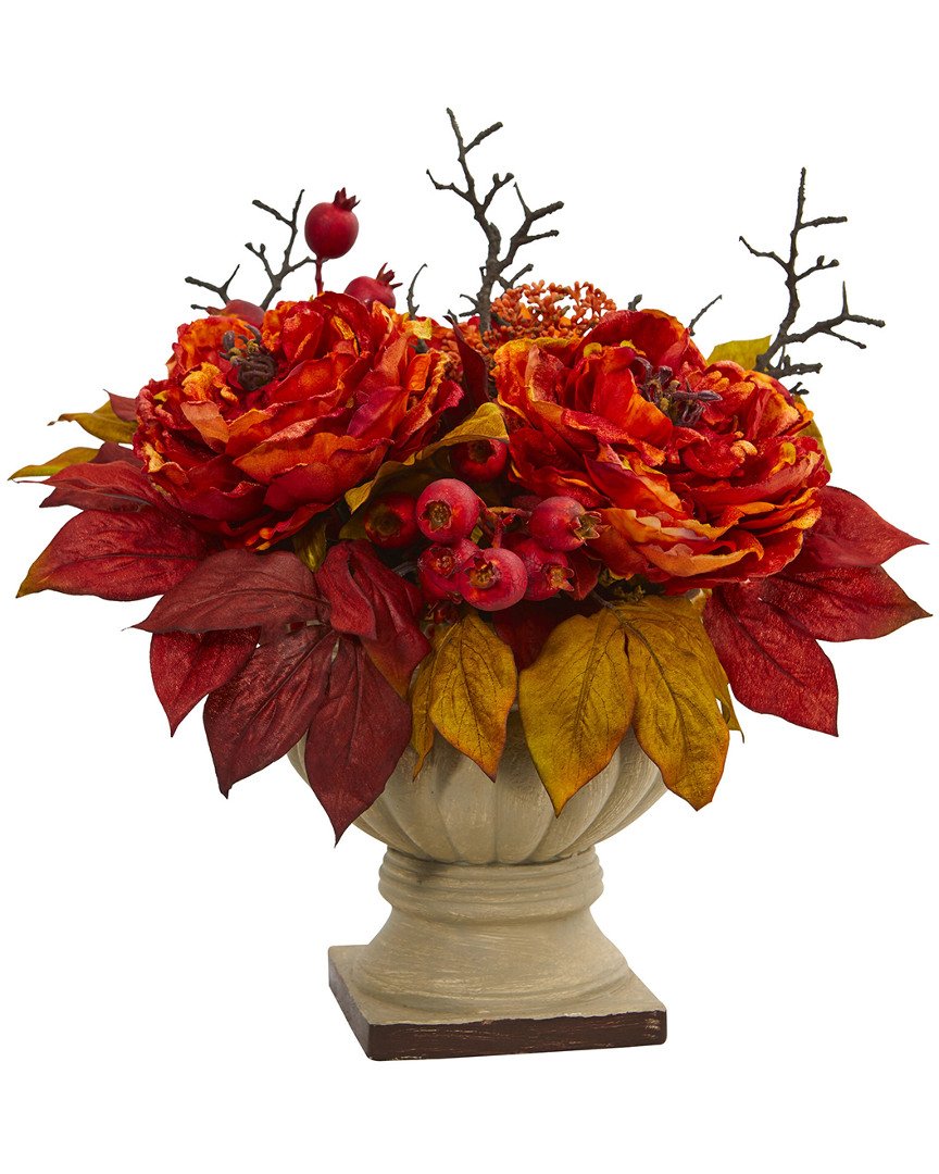 Nearly Natural Peony And Sedum Artificial Arrangement