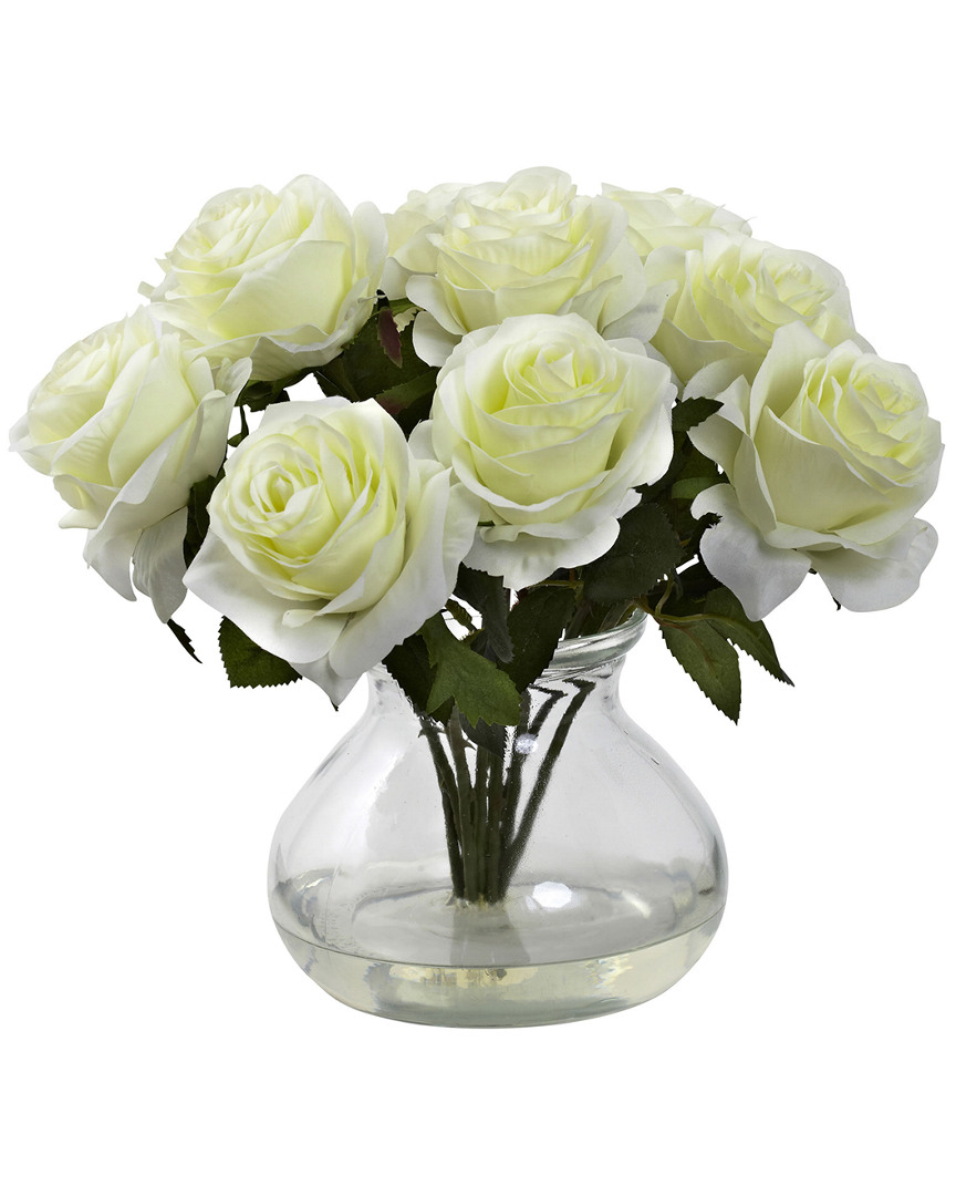 Nearly Natural Rose Arrangement With Vase