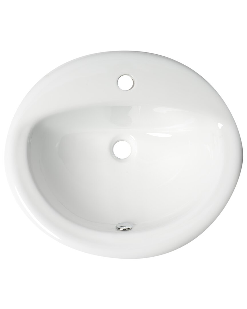 Alfi White 21in Oval Drop In Ceramic Sink With Faucet Hole