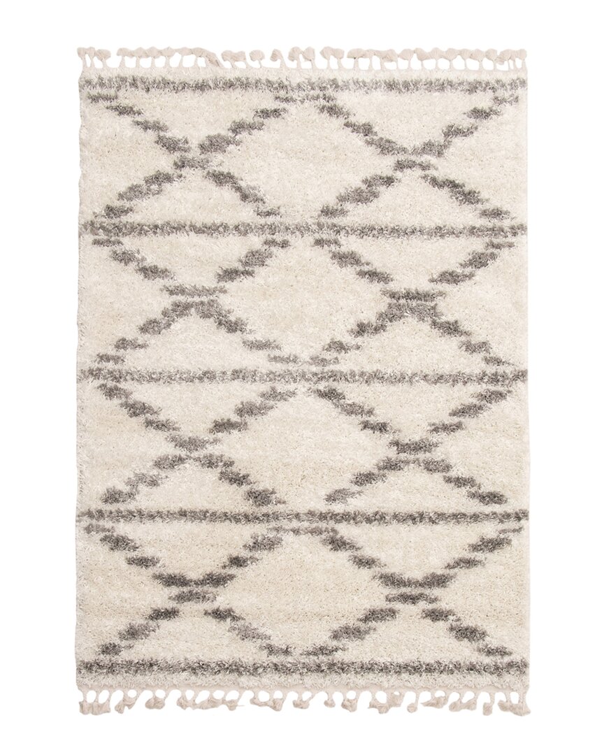 Ecarpet Grammercy Liv Moroccan Fringed Shag Rug In Cream