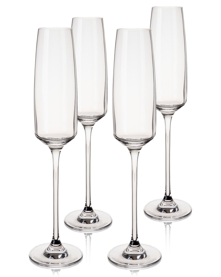 Viski European Crystal Champagne Flutes
