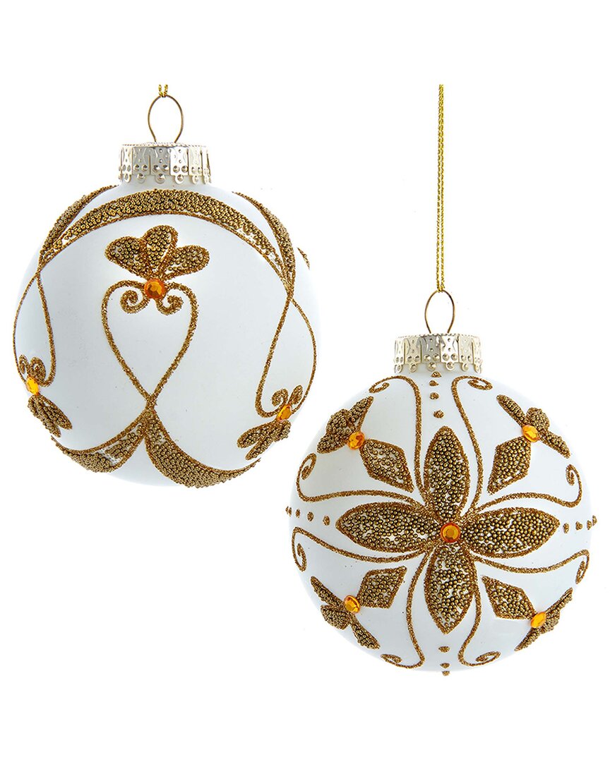 Kurt Adler Ornament Set In White