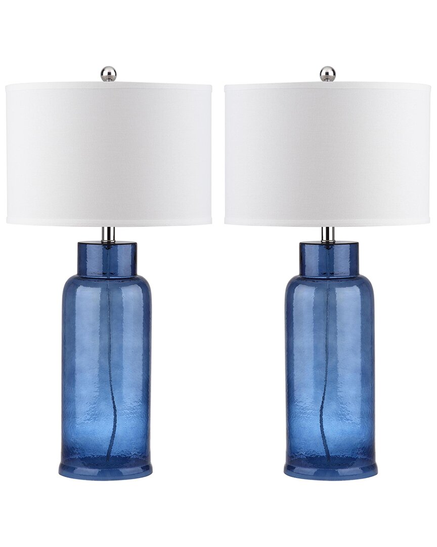 Safavieh Bottle Glass Lamp In Blue