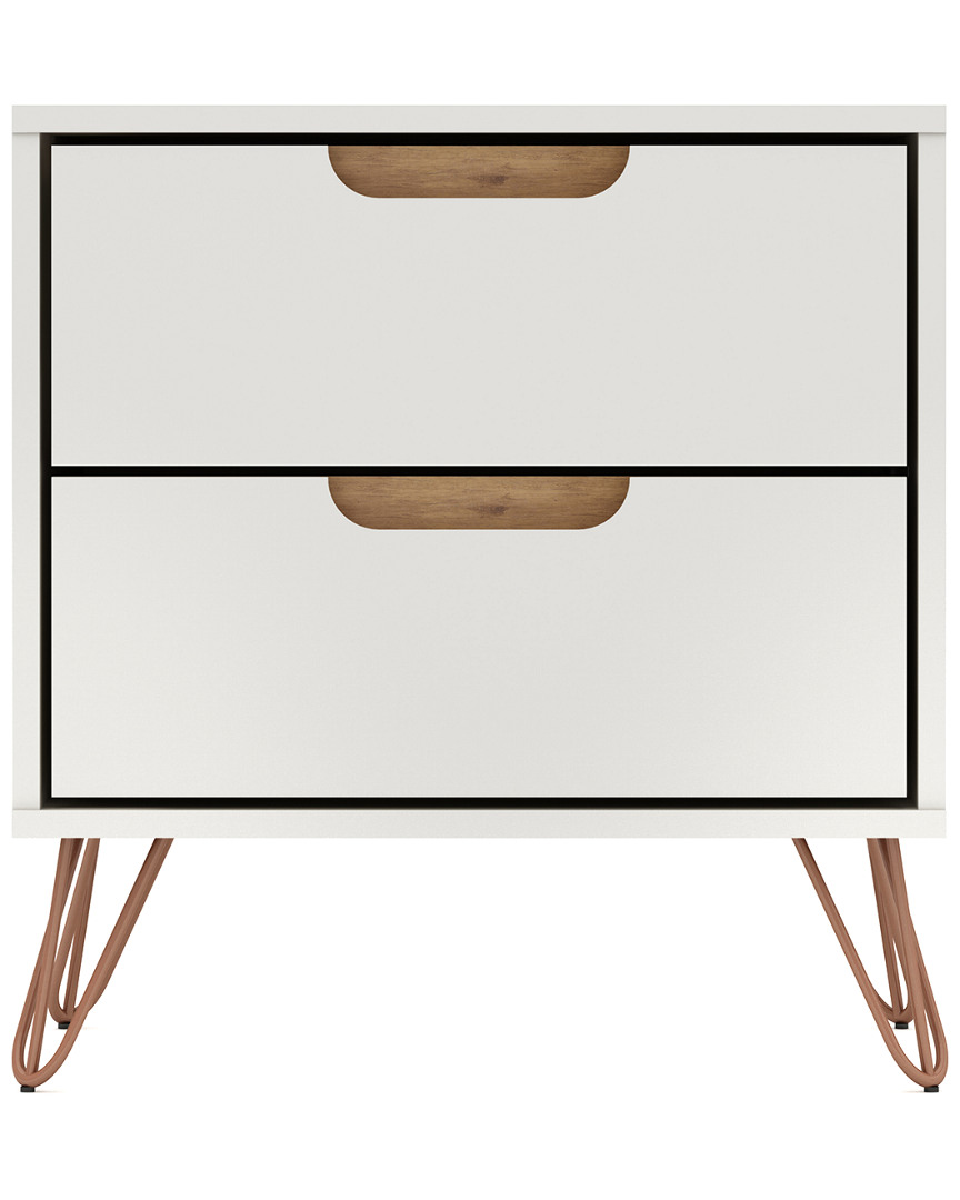 Manhattan Comfort Rockefeller 2.0 Nightstand In Off White And Nature